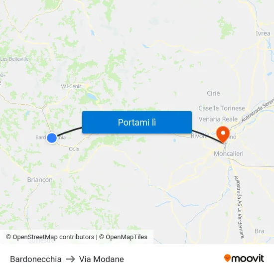 Bardonecchia to Via Modane map