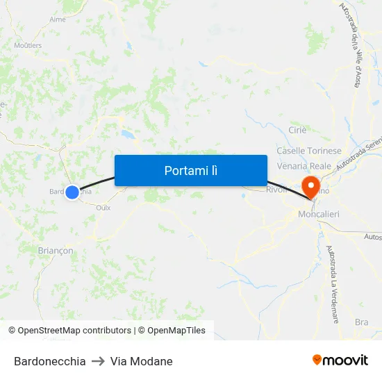Bardonecchia to Via Modane map