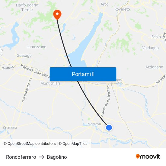 Roncoferraro to Bagolino map
