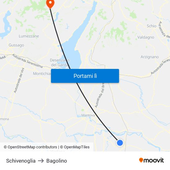 Schivenoglia to Bagolino map