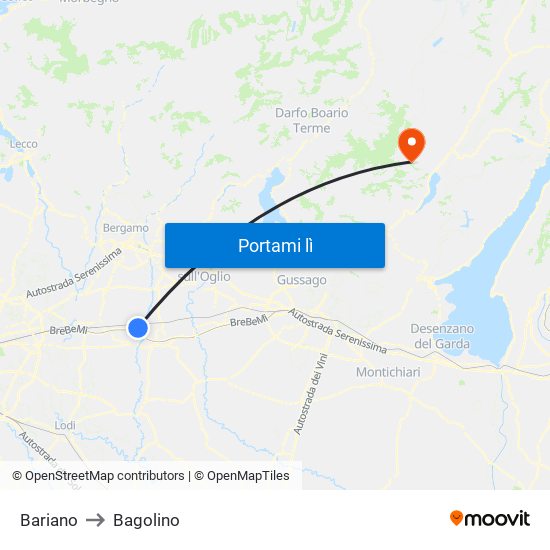 Bariano to Bagolino map