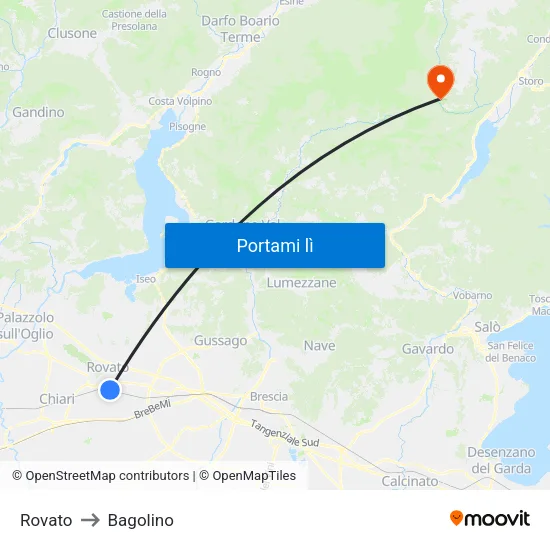 Rovato to Bagolino map