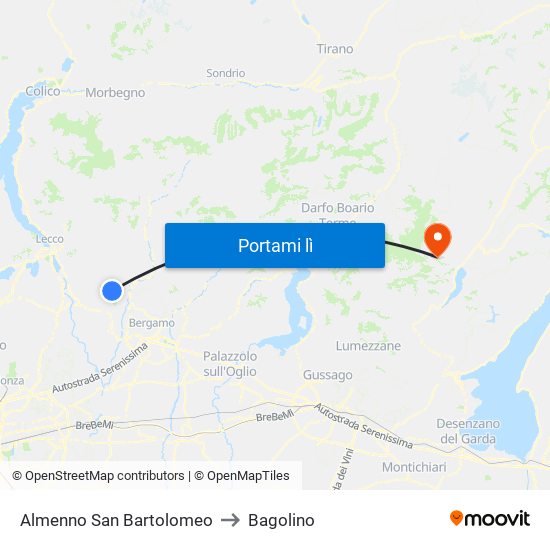 Almenno San Bartolomeo to Bagolino map