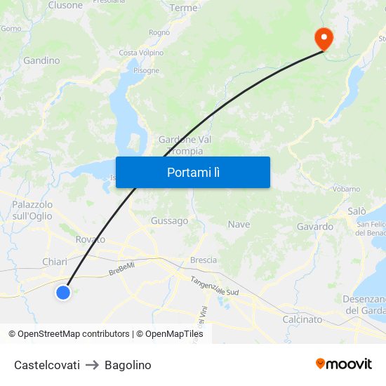 Castelcovati to Bagolino map