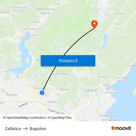 Cellatica to Bagolino map