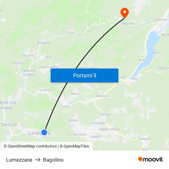 Lumezzane to Bagolino map