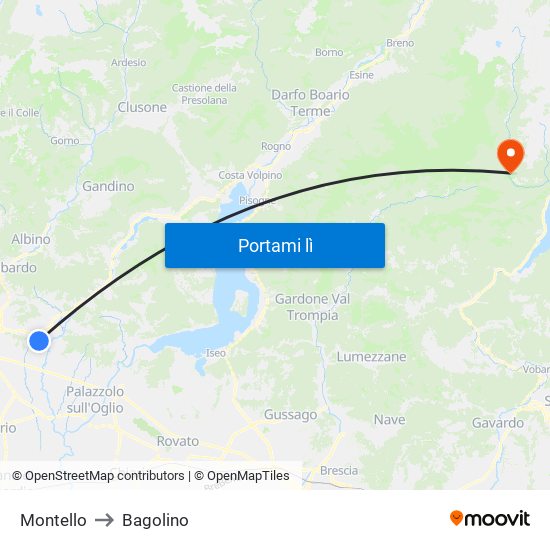 Montello to Bagolino map