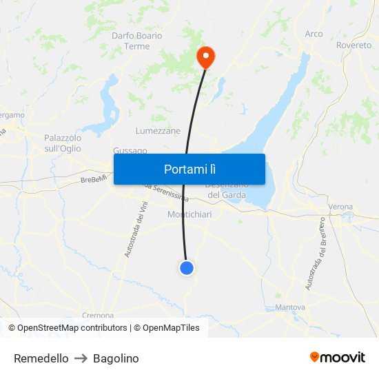 Remedello to Bagolino map