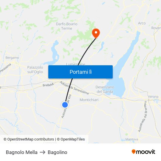 Bagnolo Mella to Bagolino map