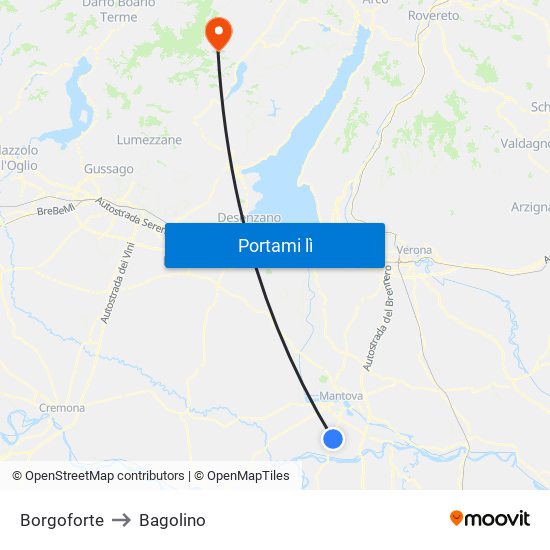 Borgoforte to Bagolino map