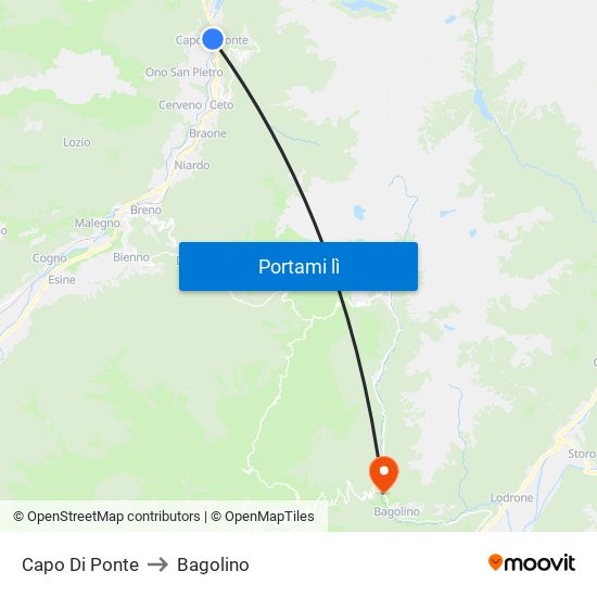 Capo Di Ponte to Bagolino map