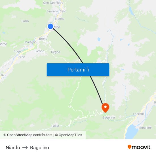 Niardo to Bagolino map