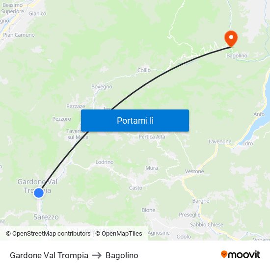 Gardone Val Trompia to Bagolino map