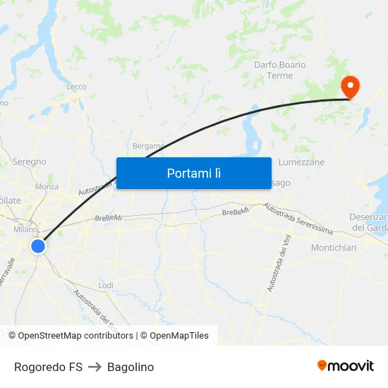 Rogoredo FS to Bagolino map