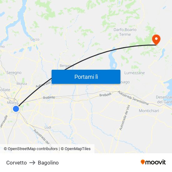 Corvetto to Bagolino map