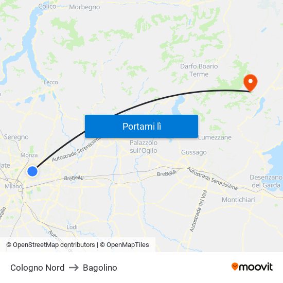 Cologno Nord to Bagolino map