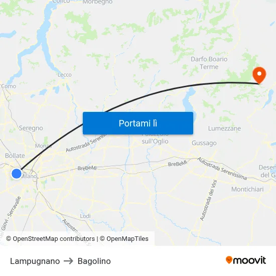 Lampugnano to Bagolino map