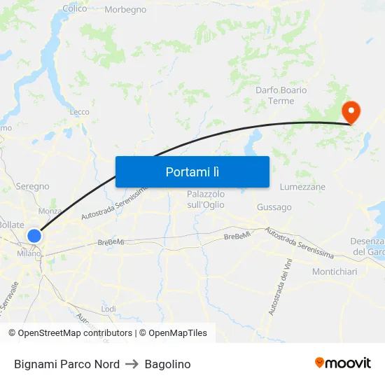 Bignami Parco Nord to Bagolino map