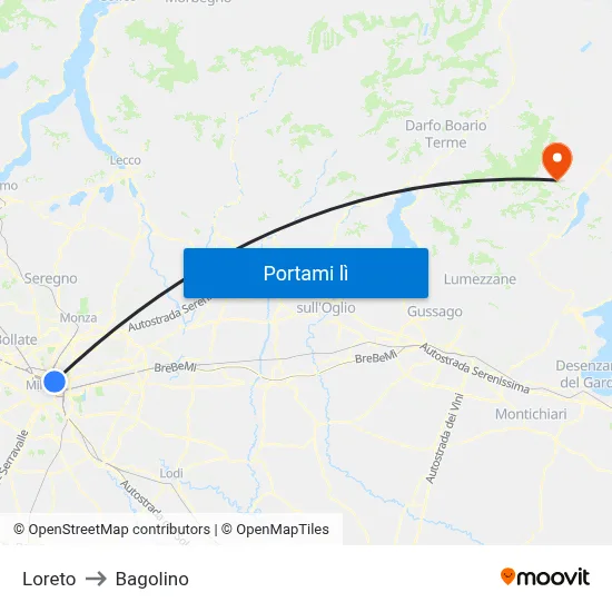 Loreto to Bagolino map