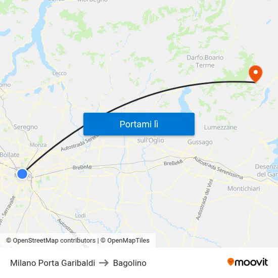 Milano Porta Garibaldi to Bagolino map