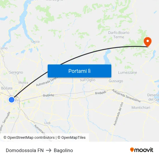 Domodossola FN to Bagolino map