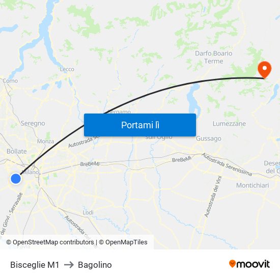 Bisceglie M1 to Bagolino map