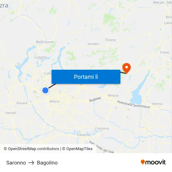 Saronno to Bagolino map