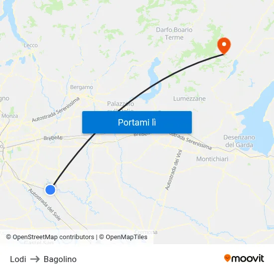 Lodi to Bagolino map
