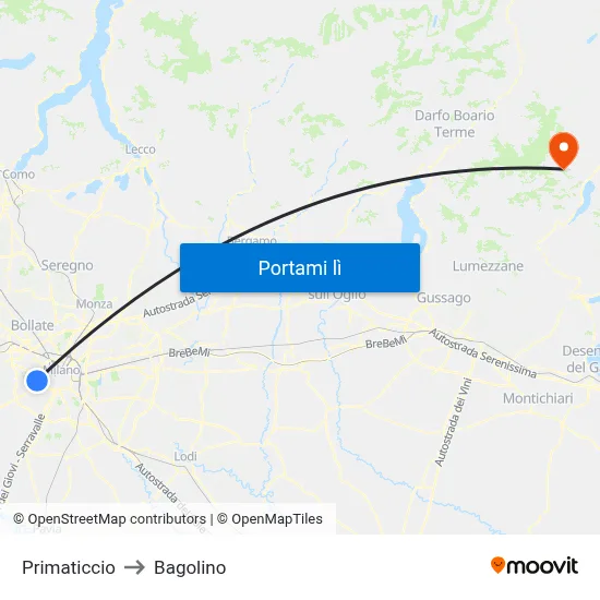 Primaticcio to Bagolino map