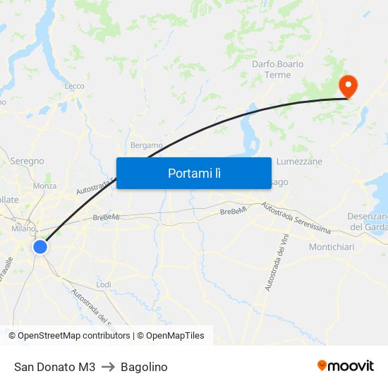 San Donato M3 to Bagolino map