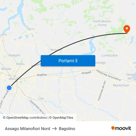 Assago Milanofiori Nord to Bagolino map