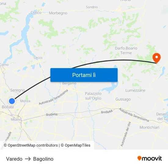 Varedo to Bagolino map