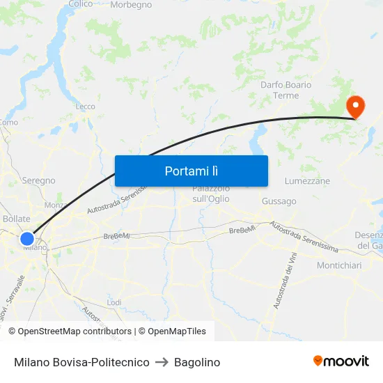 Milano Bovisa-Politecnico to Bagolino map