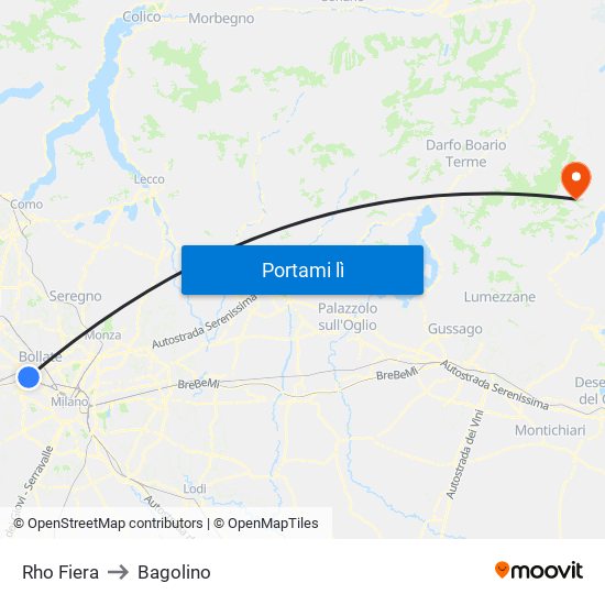 Rho Fiera to Bagolino map