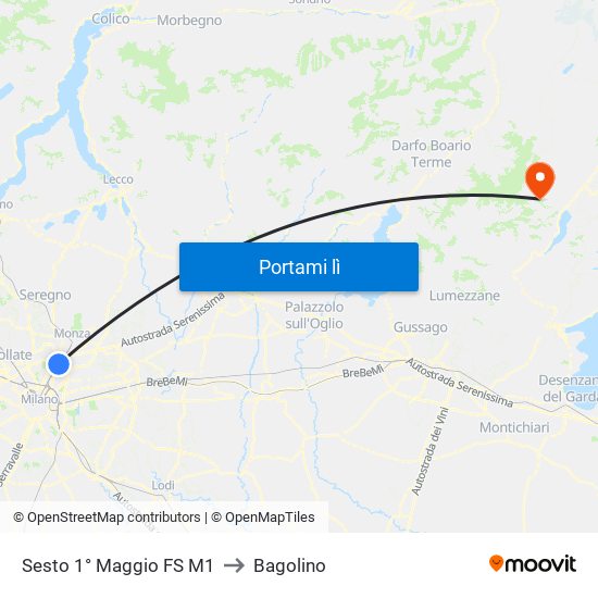 Sesto 1° Maggio FS M1 to Bagolino map