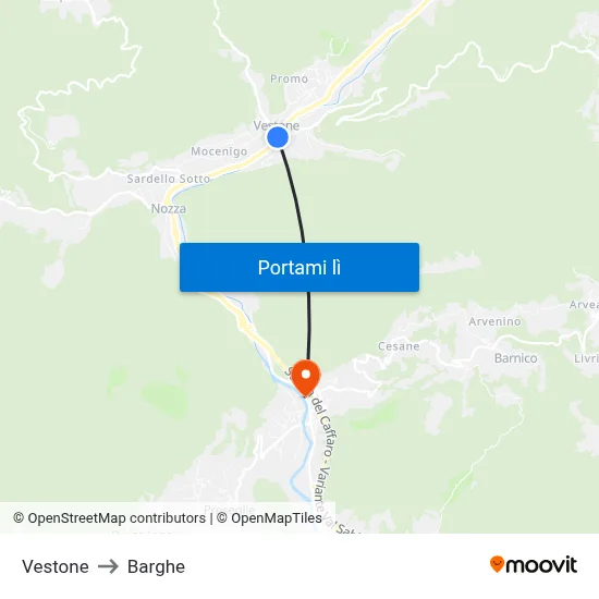 Vestone to Barghe map