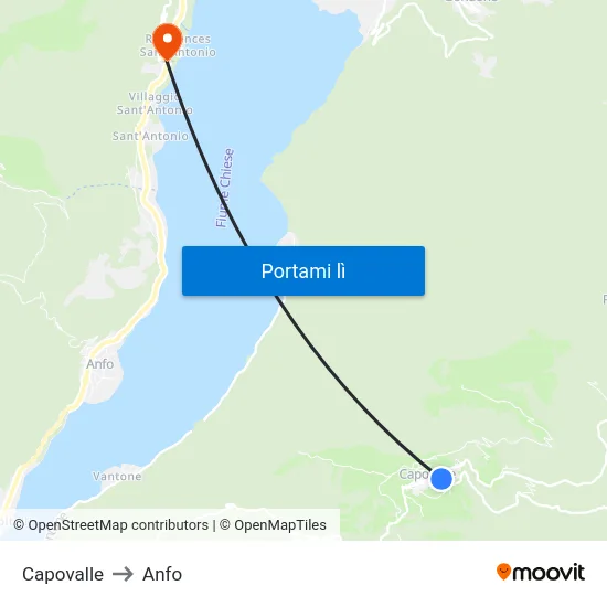 Capovalle to Anfo map