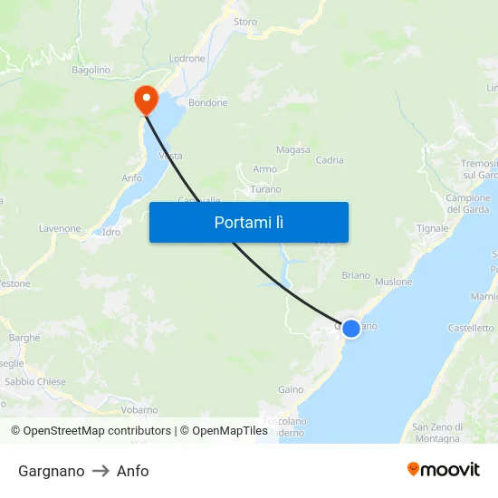 Gargnano to Anfo map