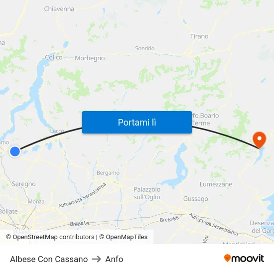 Albese Con Cassano to Anfo map