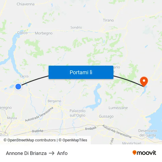 Annone Di Brianza to Anfo map