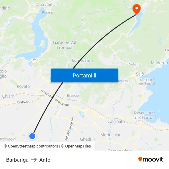 Barbariga to Anfo map