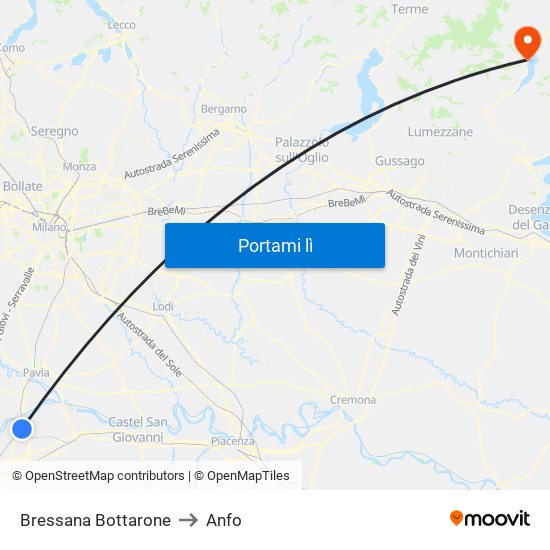 Bressana Bottarone to Anfo map