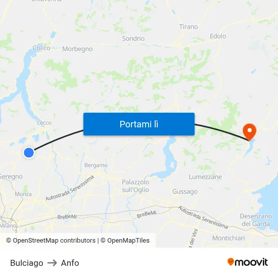 Bulciago to Anfo map