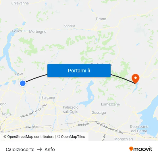 Calolziocorte to Anfo map