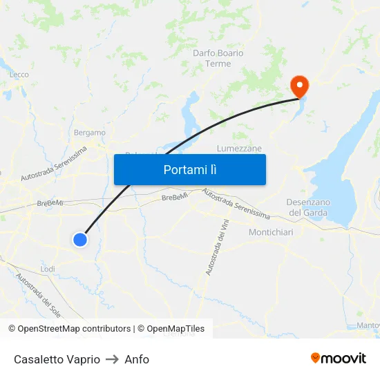 Casaletto Vaprio to Anfo map