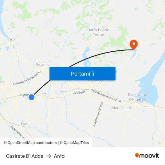 Casirate D' Adda to Anfo map