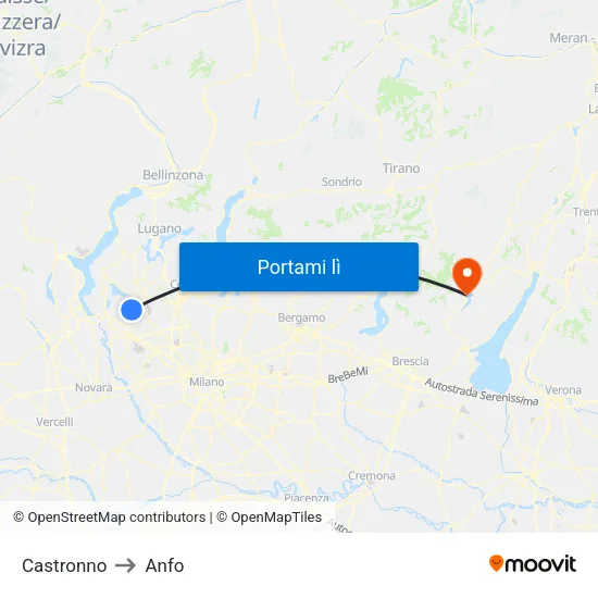 Castronno to Anfo map