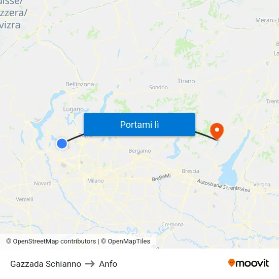 Gazzada Schianno to Anfo map