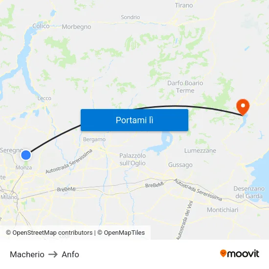 Macherio to Anfo map