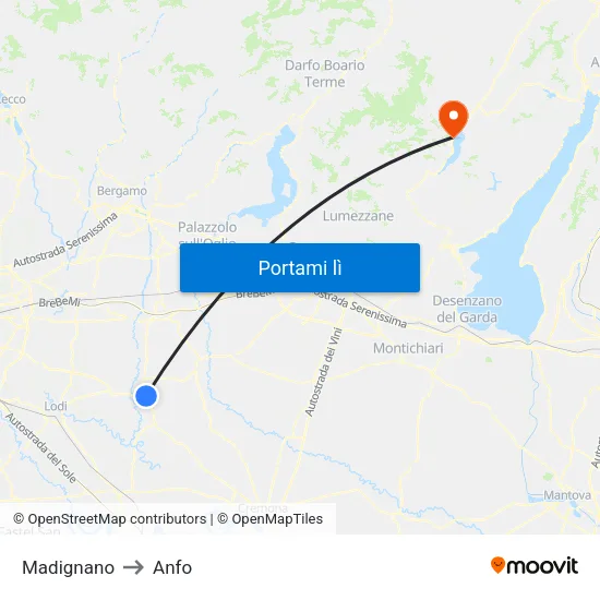 Madignano to Anfo map